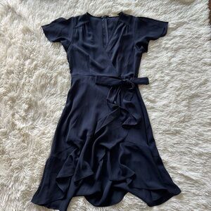 Altard State Navy Ruffle Wrap Dress